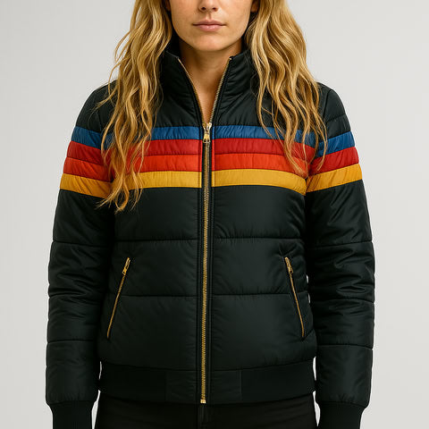 Lumina | Quilted Puffer Jacket with Hood and Stripe Bands