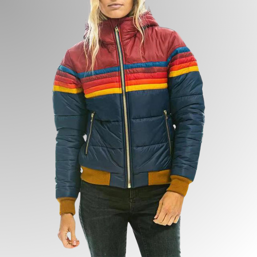 Lumina | Quilted Puffer Jacket with Hood and Stripe Bands