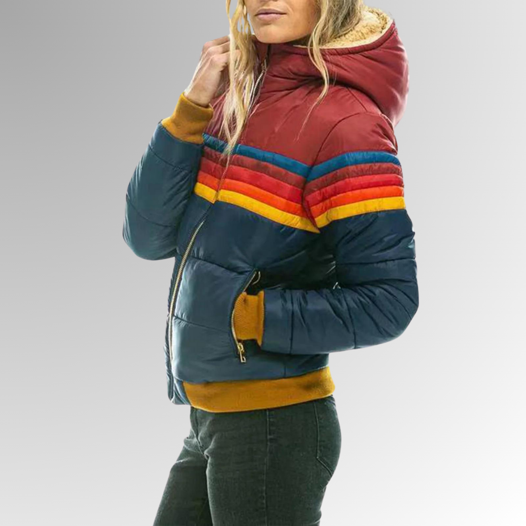 Lumina | Quilted Puffer Jacket with Hood and Stripe Bands