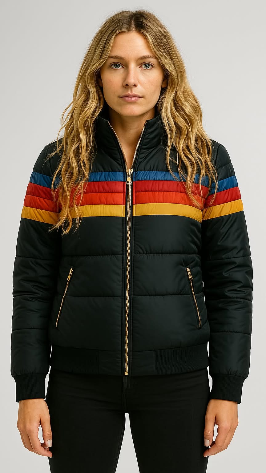 Lumina | Quilted Puffer Jacket with Hood and Stripe Bands