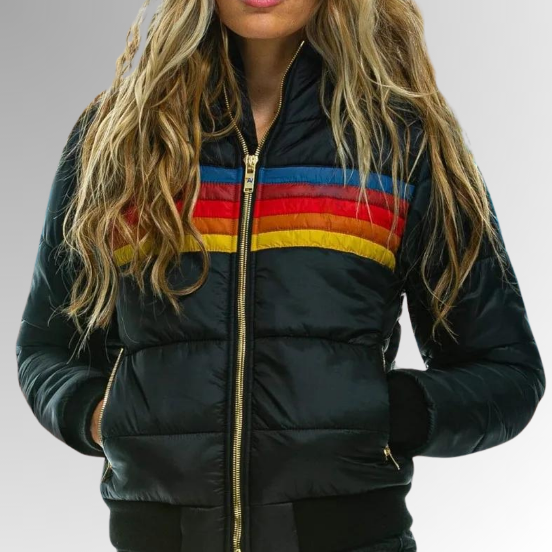 Lumina | Quilted Puffer Jacket with Hood and Stripe Bands