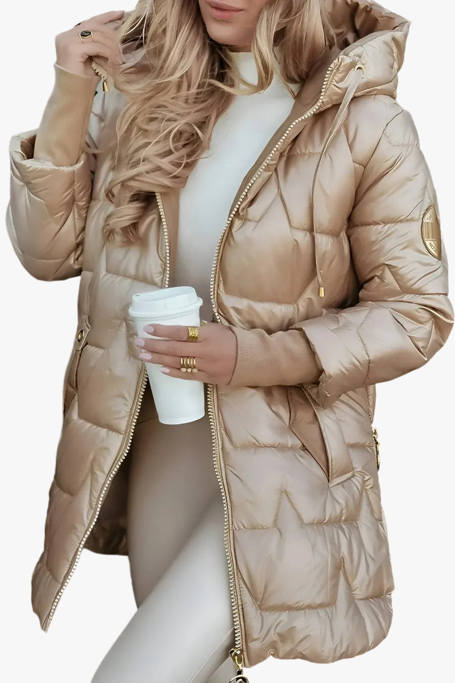 Fiora | Quilted Shell Puffer Jacket with Hood and Side Zips