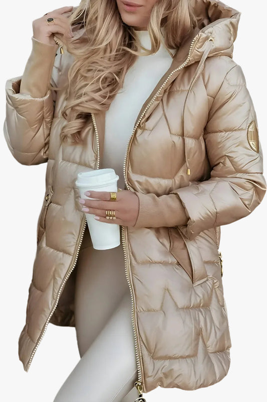 Fiora | Quilted Shell Puffer Jacket with Hood and Side Zips