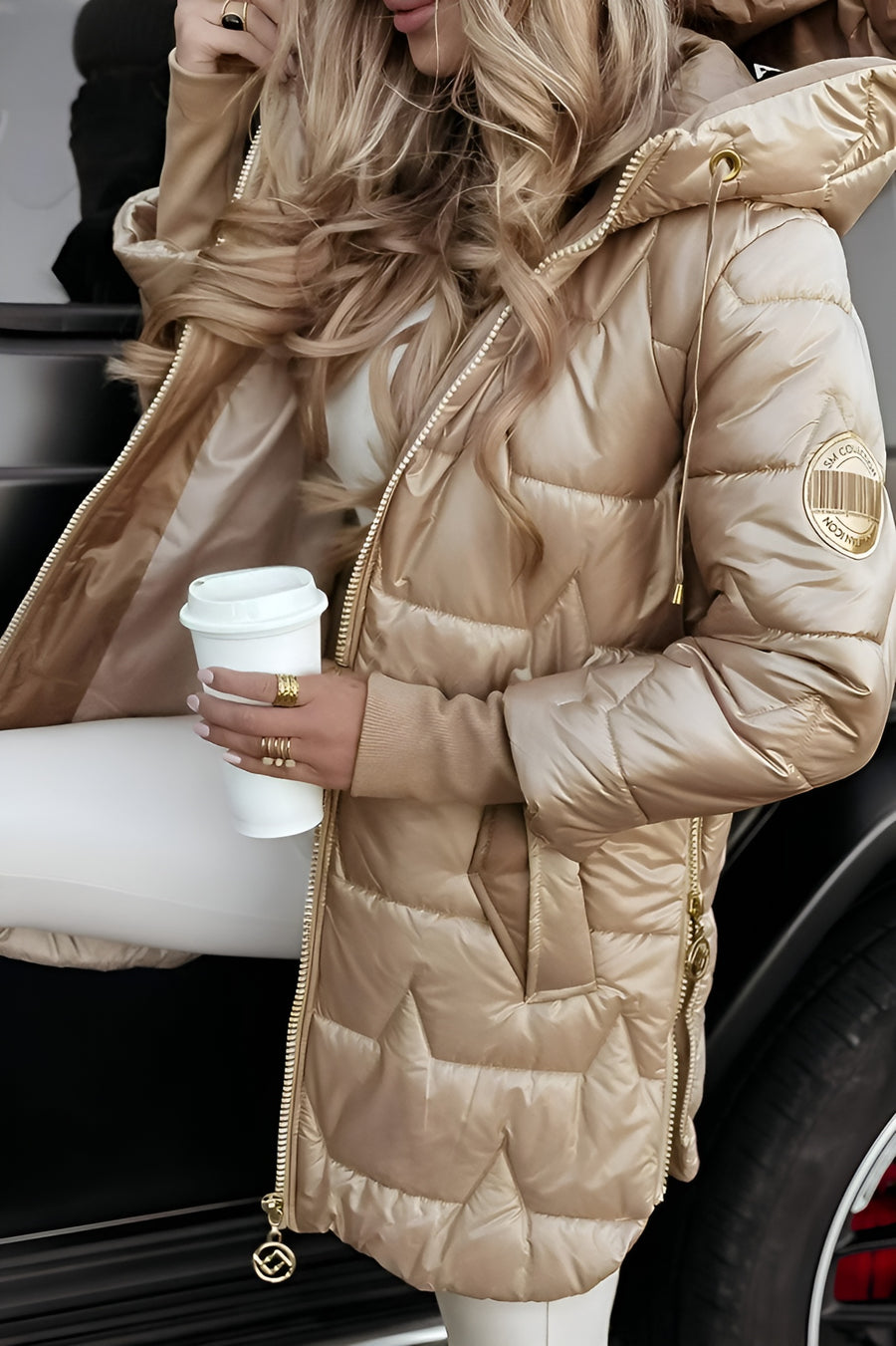 Fiora | Quilted Shell Puffer Jacket with Hood and Side Zips