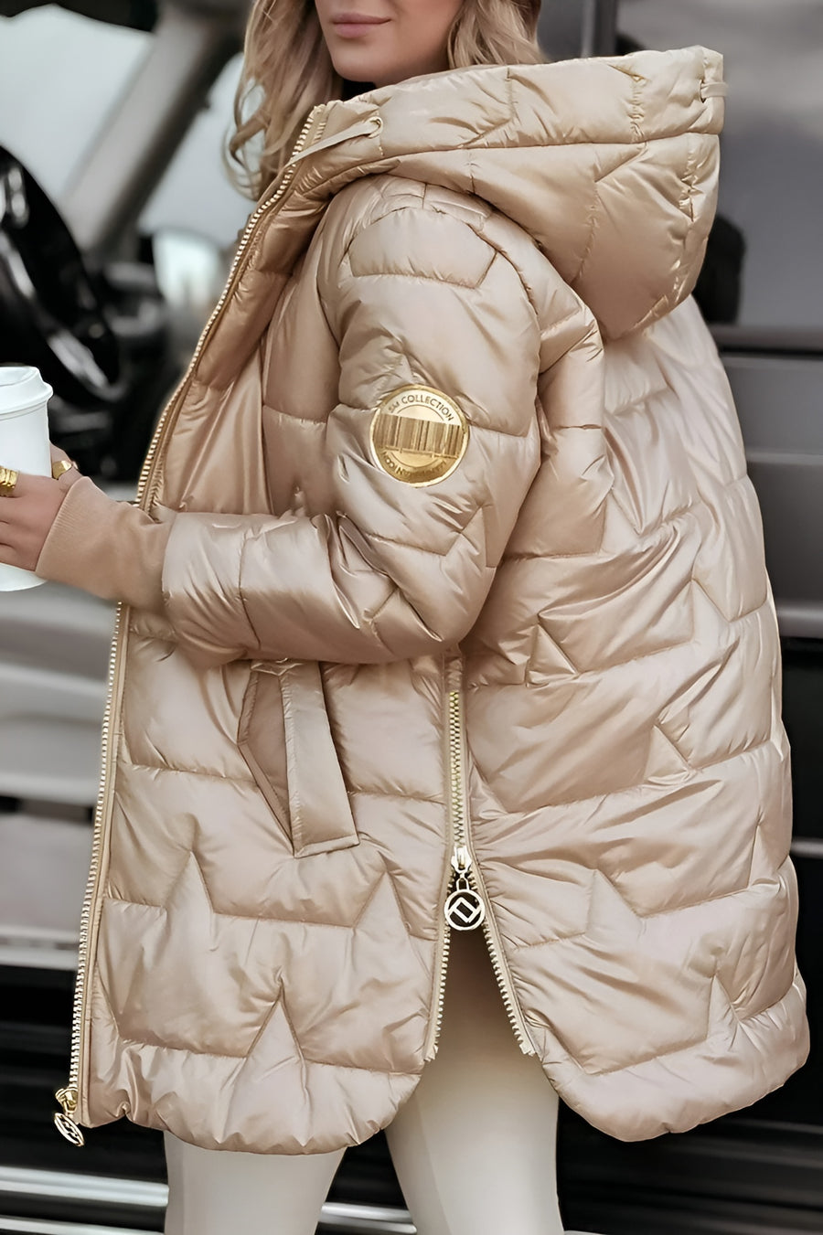 Fiora | Quilted Shell Puffer Jacket with Hood and Side Zips