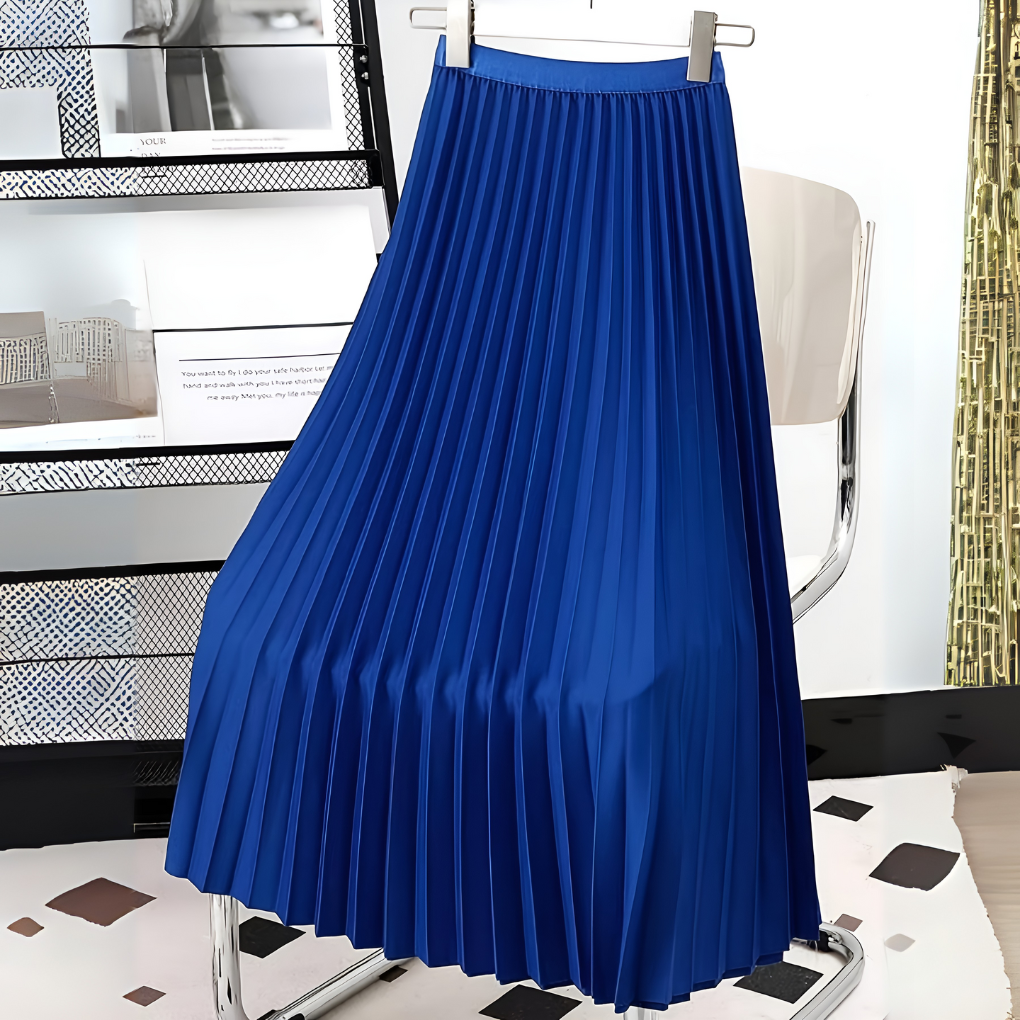 Tamsin | Satin Midi Skirt with High Waist and Pleats