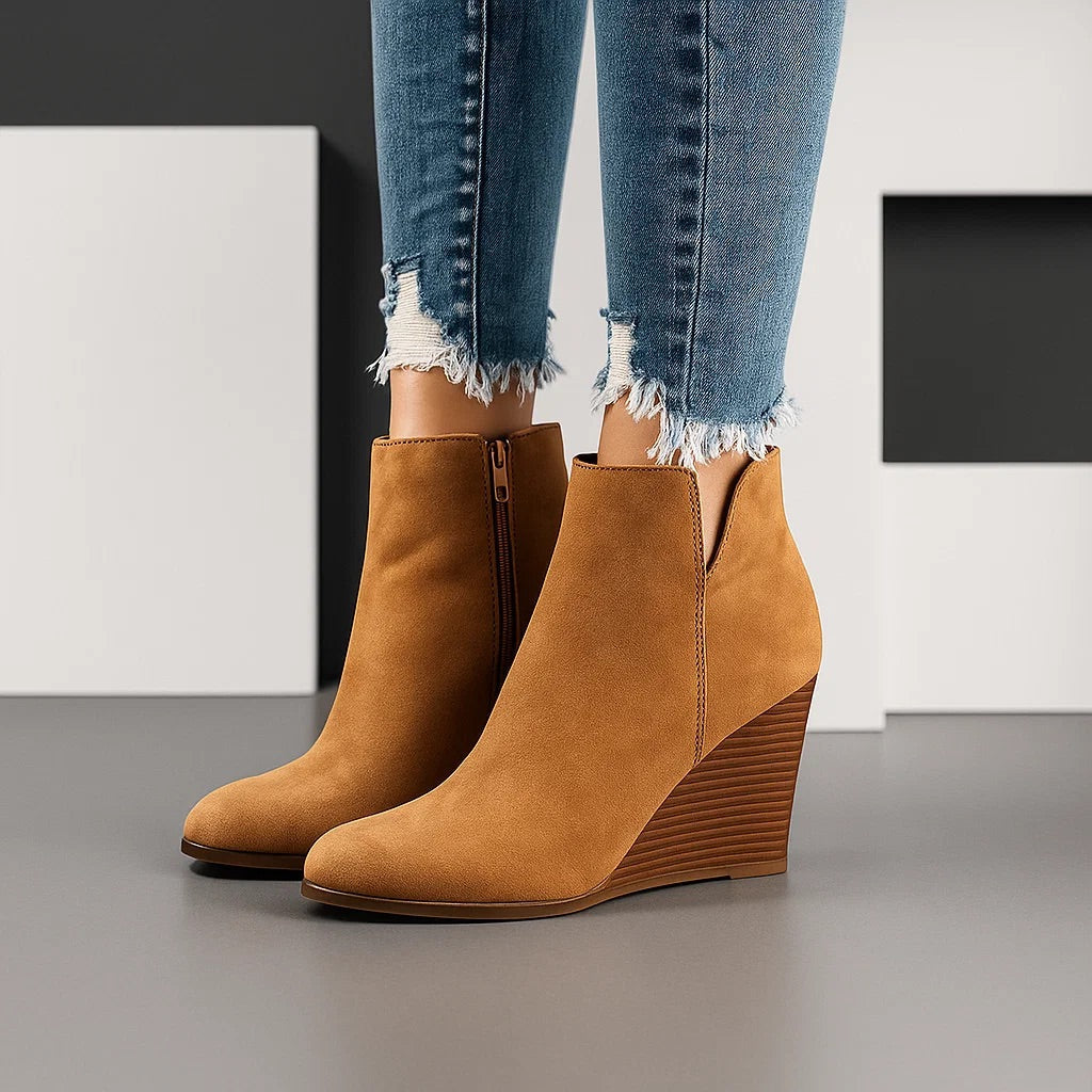 Reese | Suede Ankle Boots with Wedge Heel