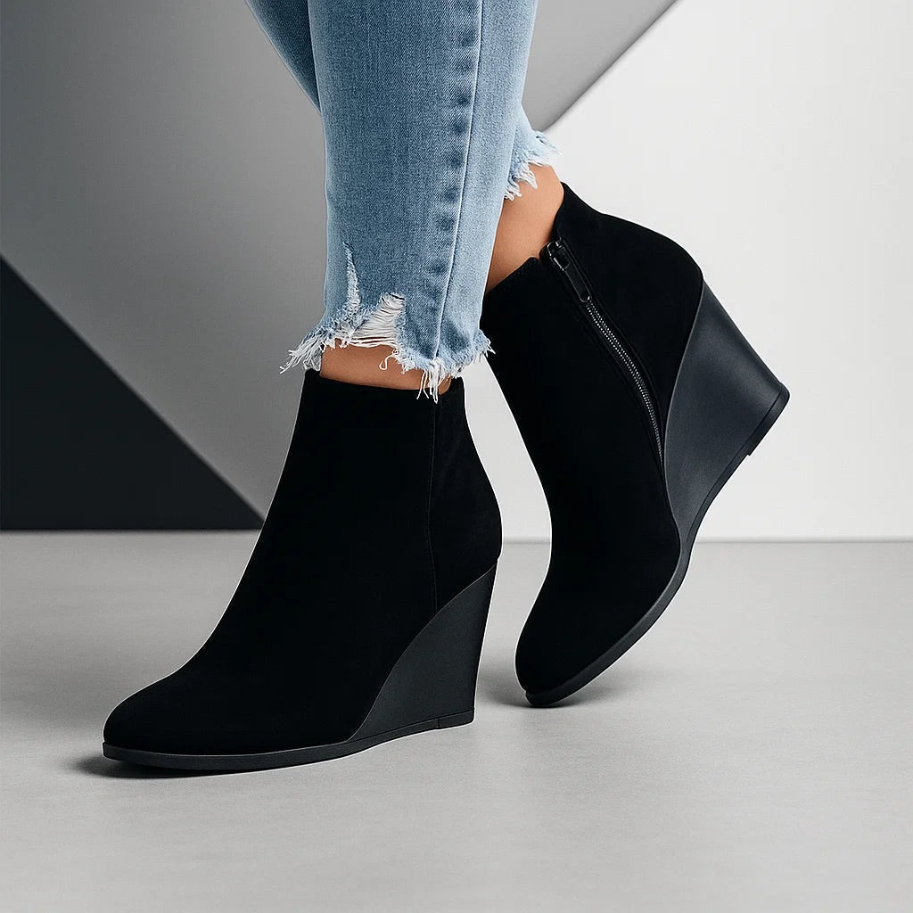 Reese | Suede Ankle Boots with Wedge Heel