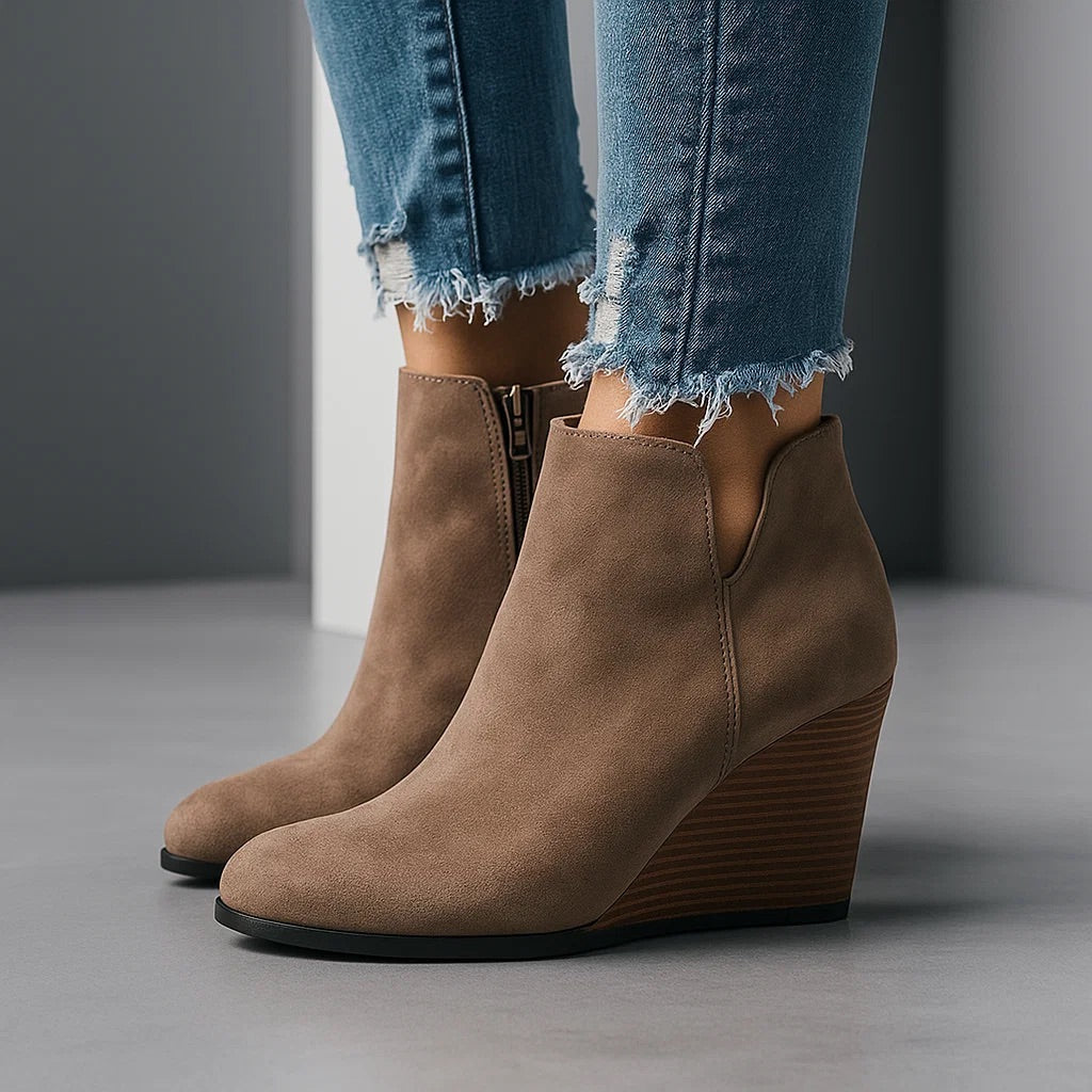 Reese | Suede Ankle Boots with Wedge Heel
