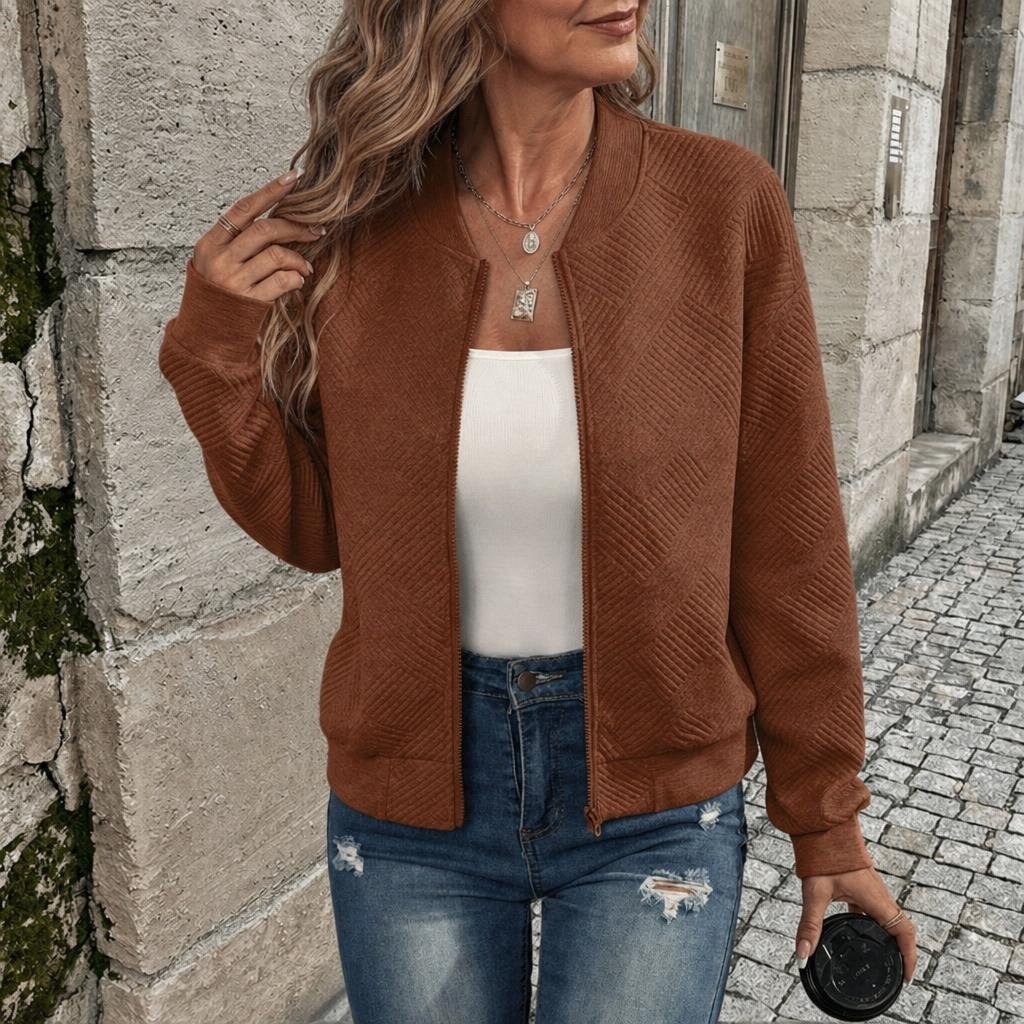 Tatum | Textured Zip-Up Cardigan