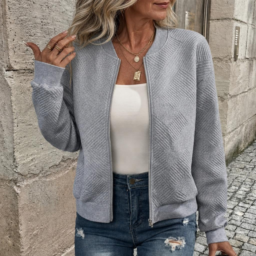 Tatum | Textured Zip-Up Cardigan