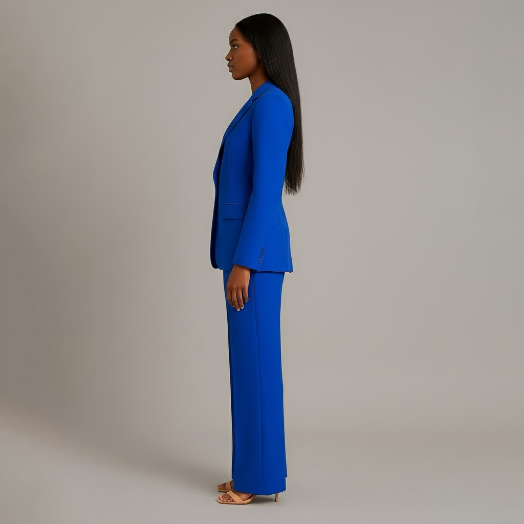 Jolene | Two-Piece Woven Suit Set with Notched Lapel and Wide-Leg Trousers