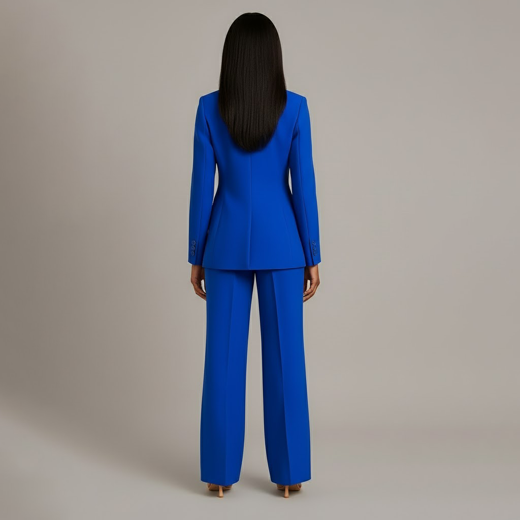 Jolene | Two-Piece Woven Suit Set with Notched Lapel and Wide-Leg Trousers