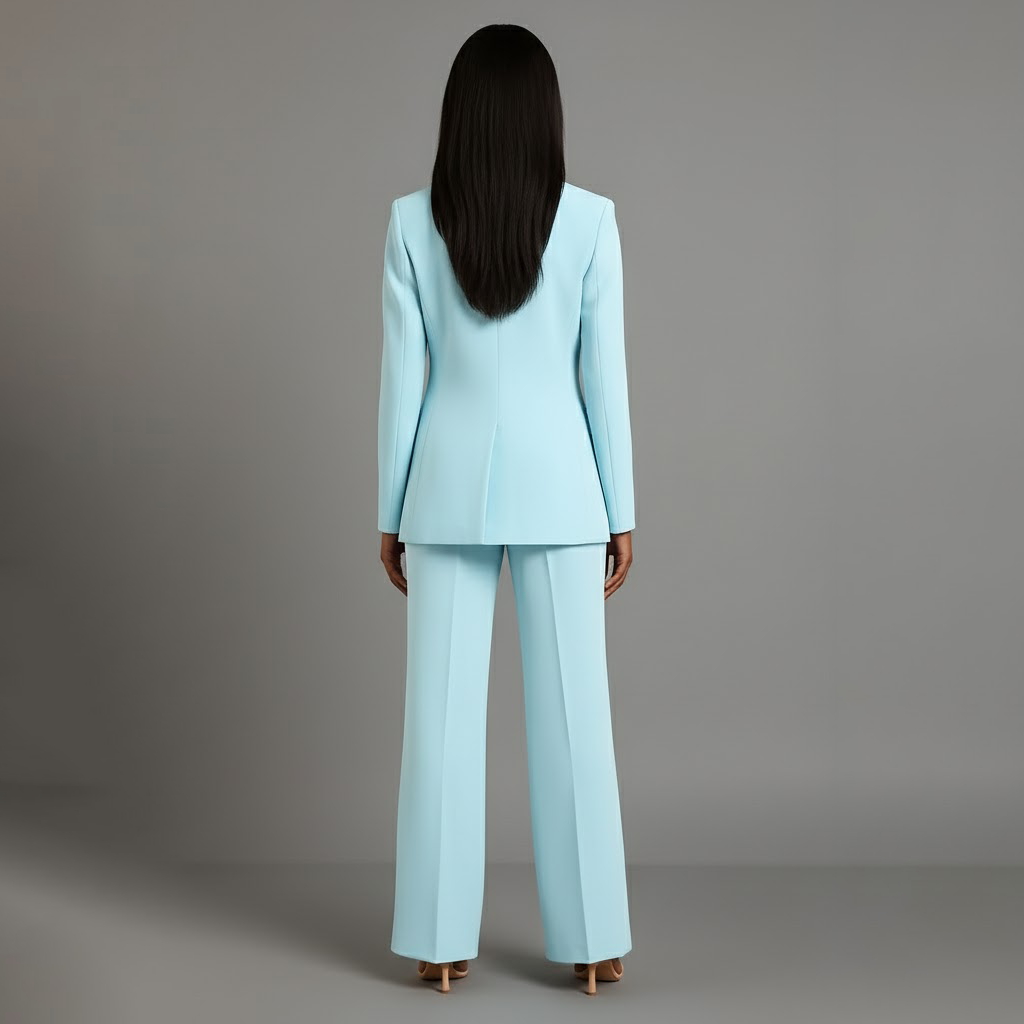 Jolene | Two-Piece Woven Suit Set with Notched Lapel and Wide-Leg Trousers