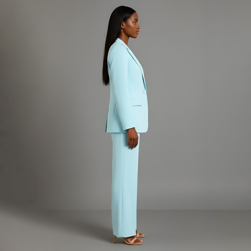 Jolene | Two-Piece Woven Suit Set with Notched Lapel and Wide-Leg Trousers