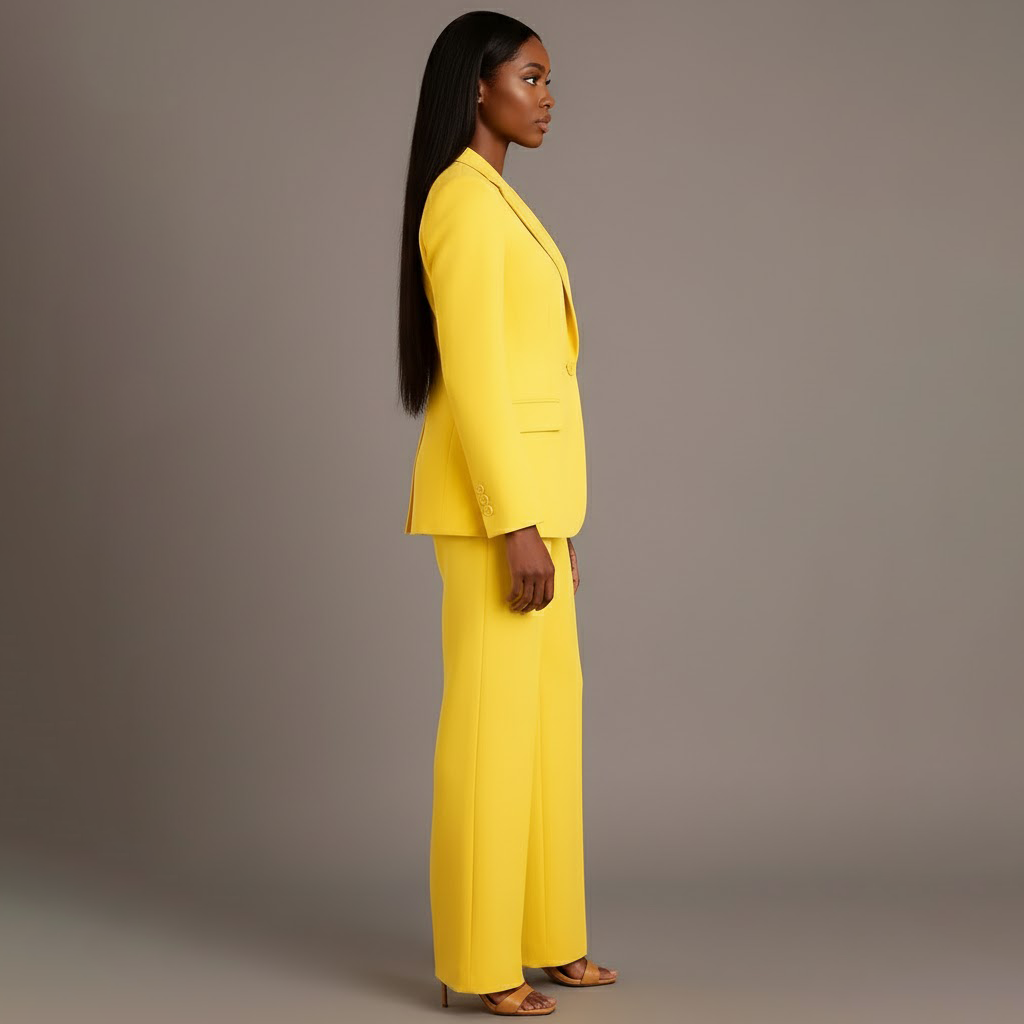 Jolene | Two-Piece Woven Suit Set with Notched Lapel and Wide-Leg Trousers