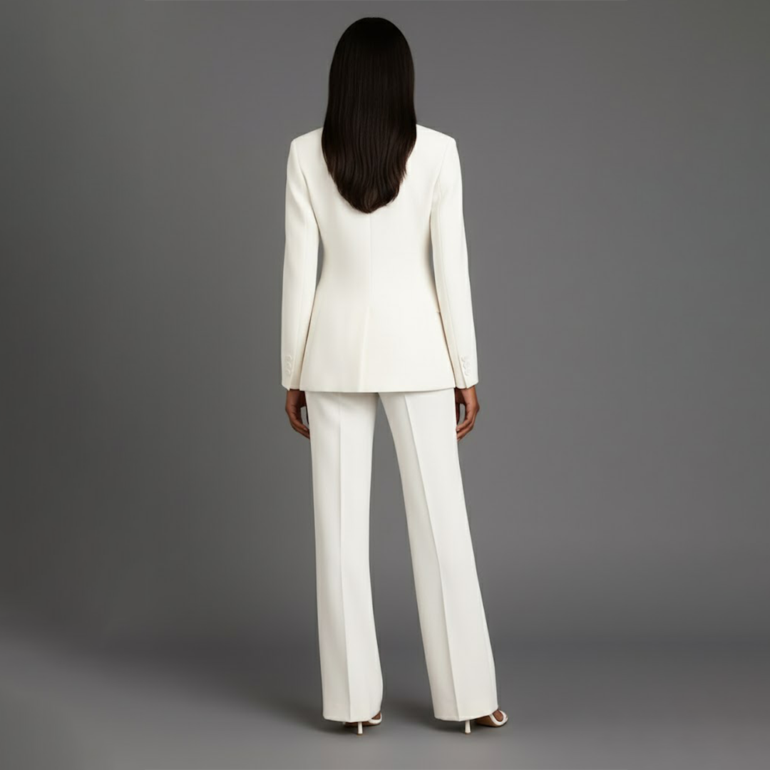 Jolene | Two-Piece Woven Suit Set with Notched Lapel and Wide-Leg Trousers