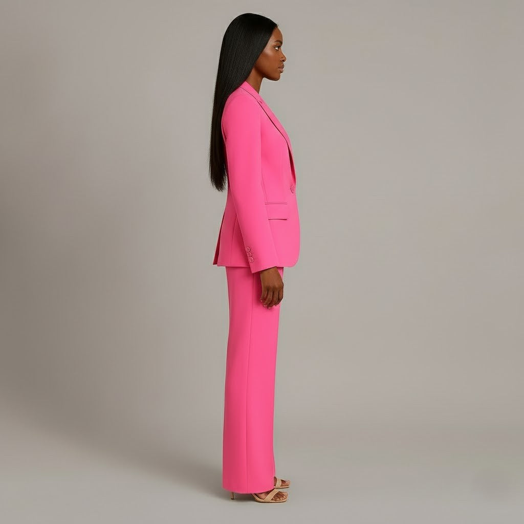 Jolene | Two-Piece Woven Suit Set with Notched Lapel and Wide-Leg Trousers
