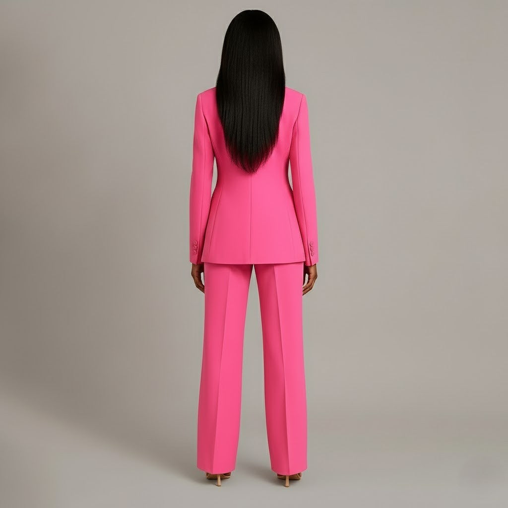 Jolene | Two-Piece Woven Suit Set with Notched Lapel and Wide-Leg Trousers