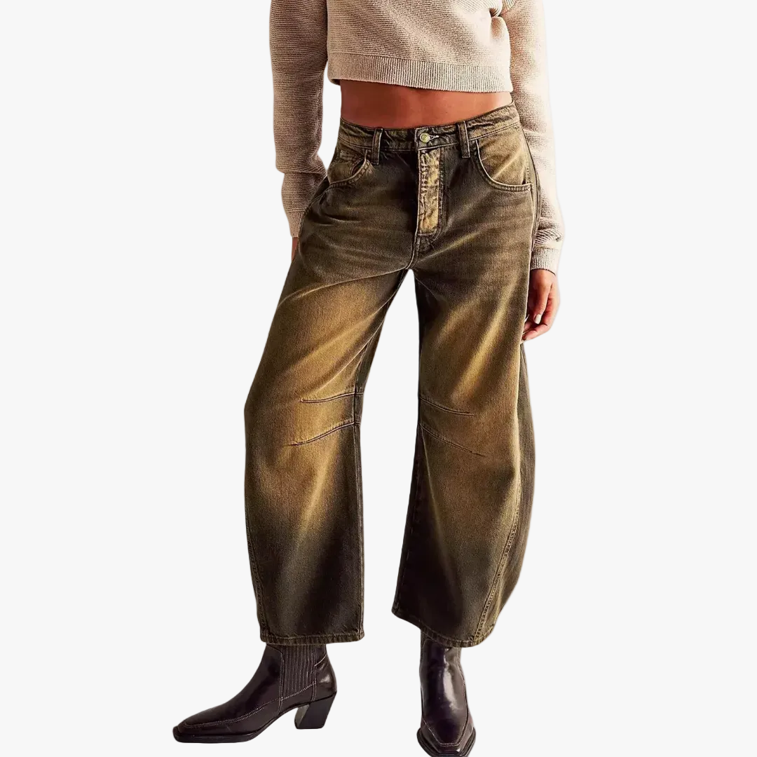 Araminta | Wide-Leg Denim Jeans with High-Rise Waist and Panel Seams