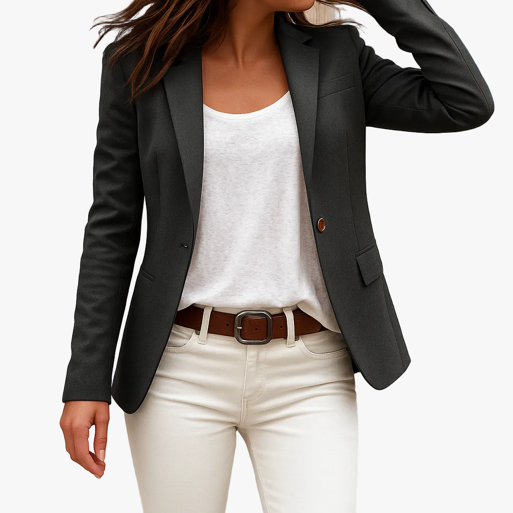 Zoraida | Woven Blazer with Notch Lapels and One-Button Front