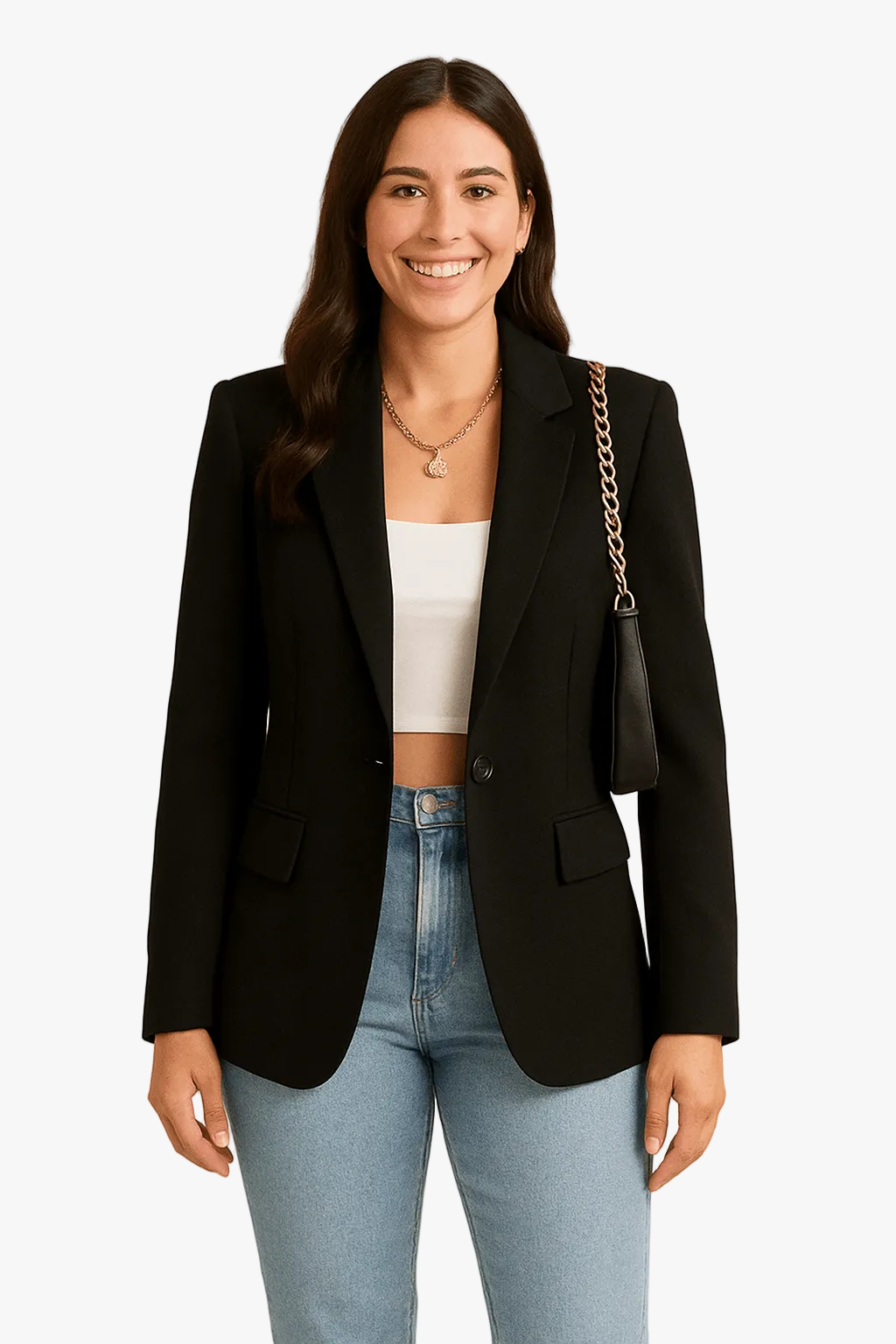 Reverie | Woven Blazer with Notched Lapels and One-Button Closure