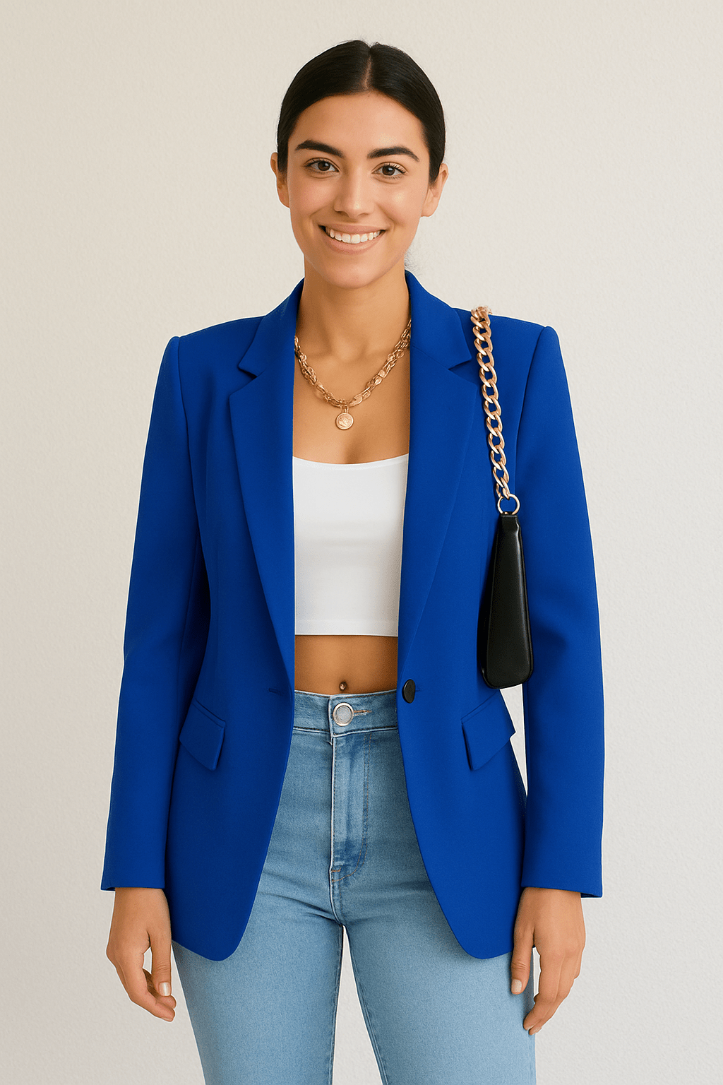 Reverie | Woven Blazer with Notched Lapels and One-Button Closure