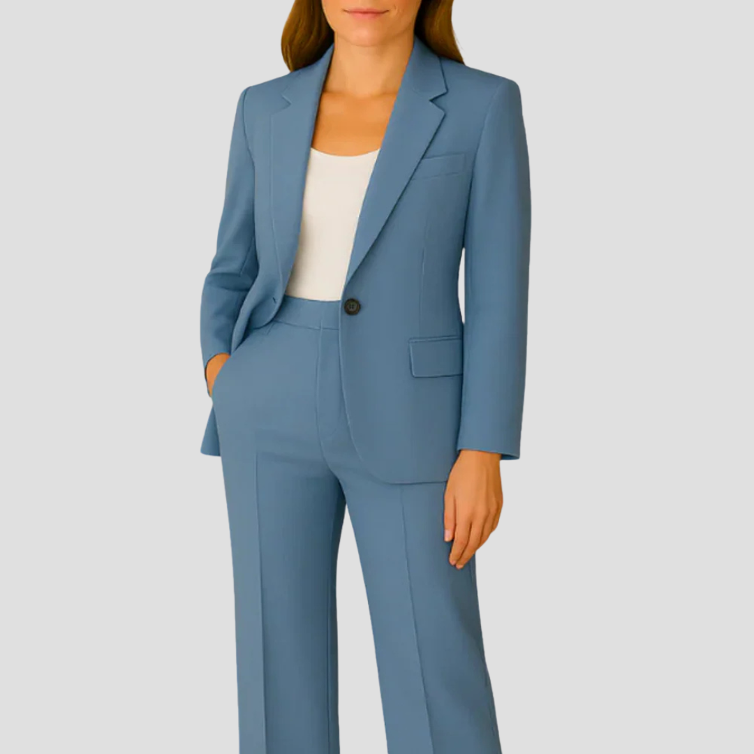 Bernadine | Woven Suit Set with Notched Lapel and Straight-Leg Pants