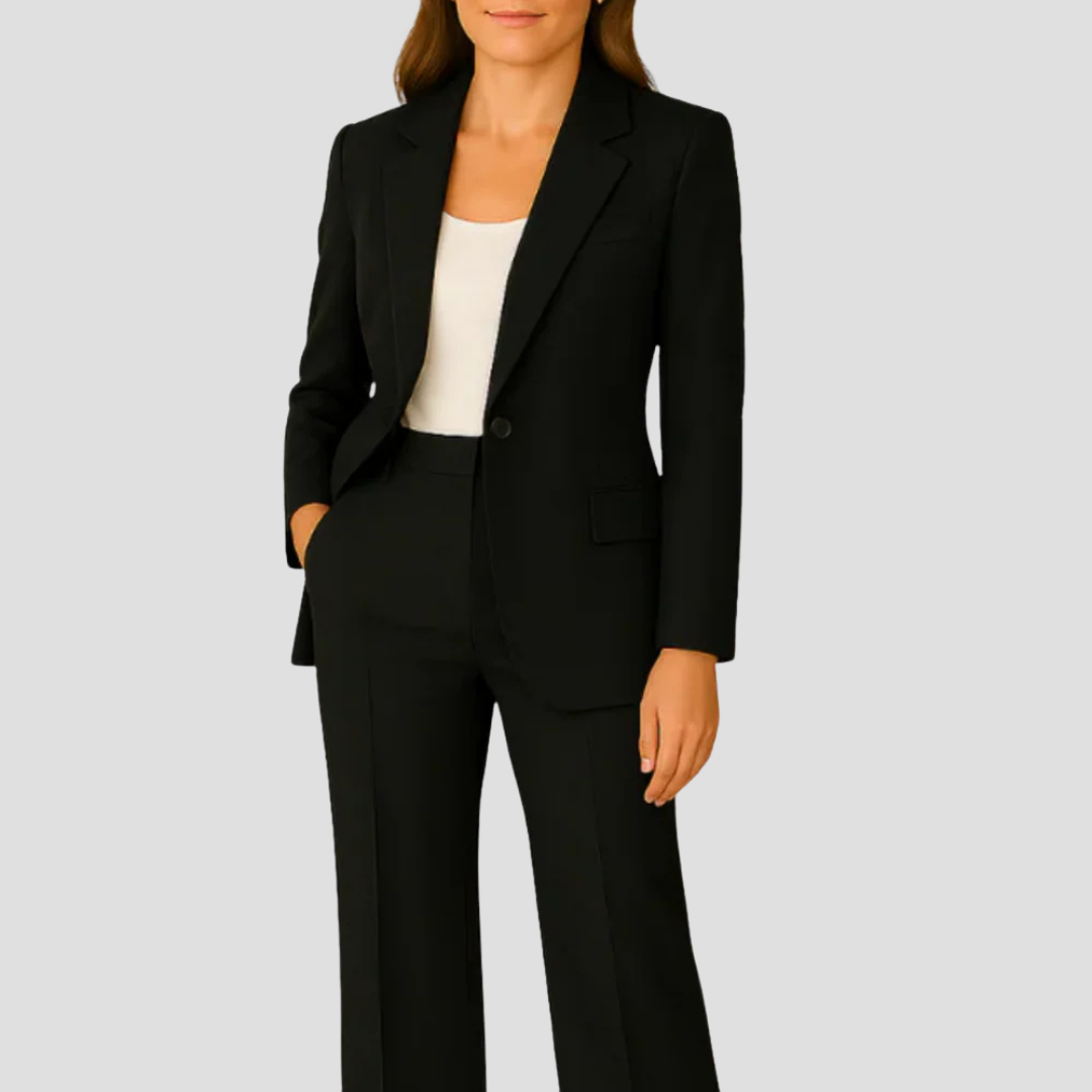 Bernadine | Woven Suit Set with Notched Lapel and Straight-Leg Pants