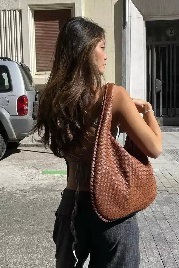 Wrenna | Oversized Woven Tote Bag photo
