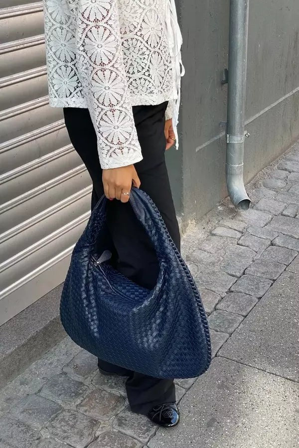 Wrenna | Oversized Woven Tote Bag photo