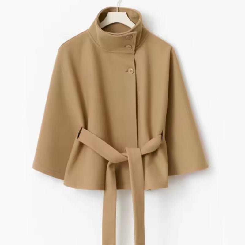 Zinaida | Belted Wool Funnel-Neck Cape Coat photo