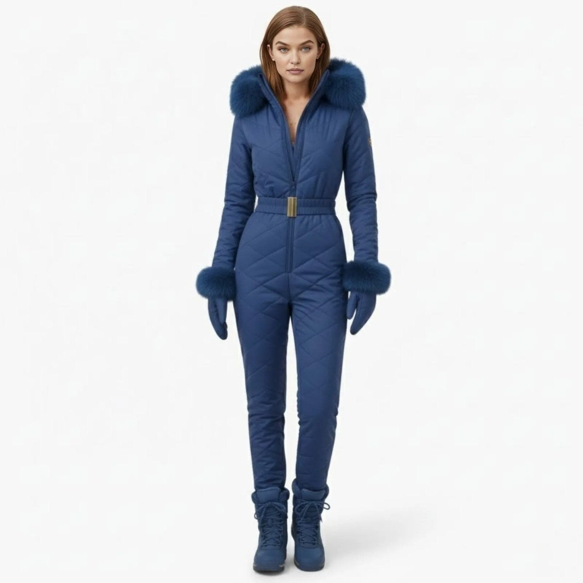 Zsofia | Quilted Faux Fur Trim Ski Suit photo