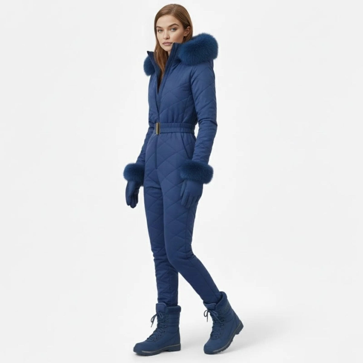 Zsofia | Quilted Faux Fur Trim Ski Suit photo