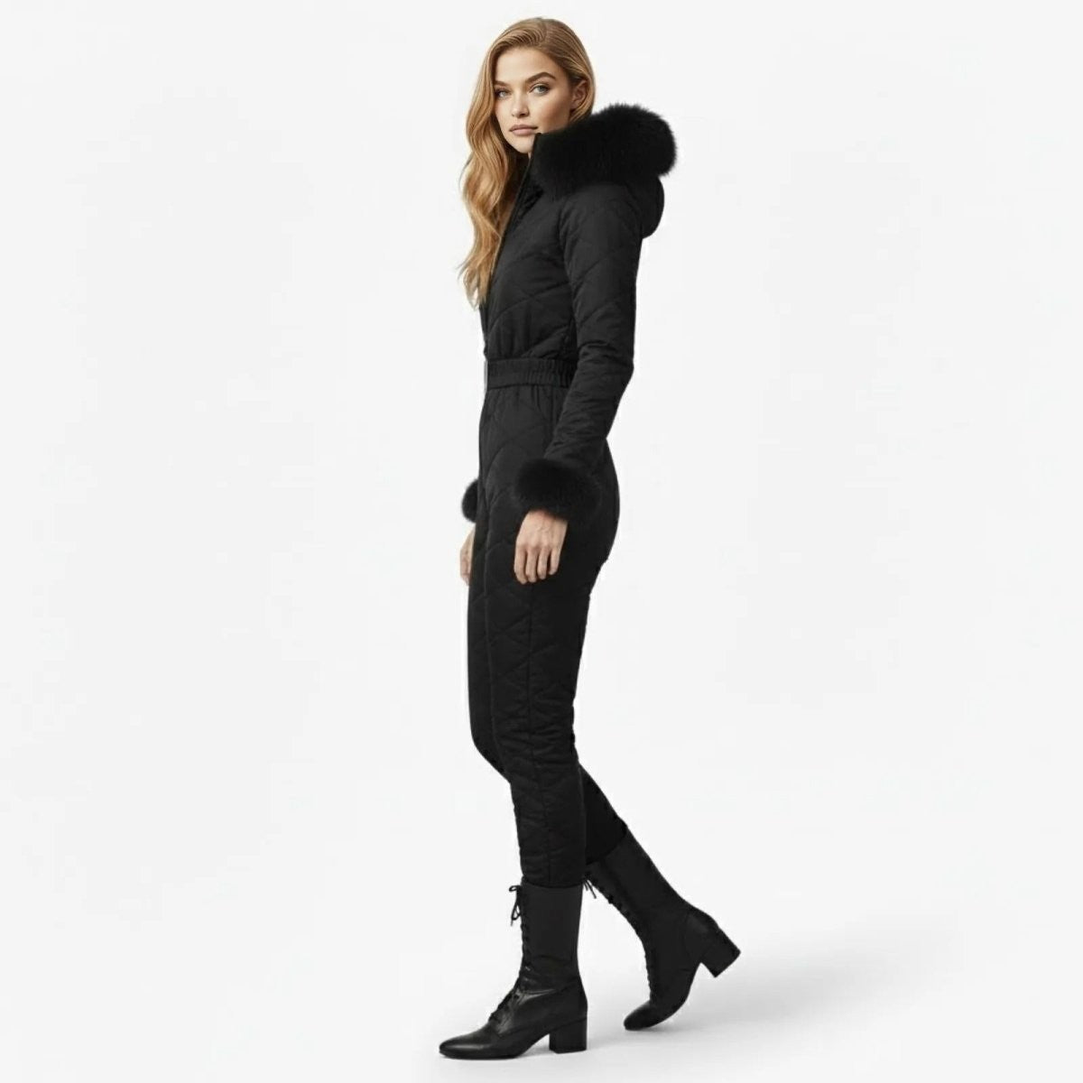 Zsofia | Quilted Faux Fur Trim Ski Suit photo