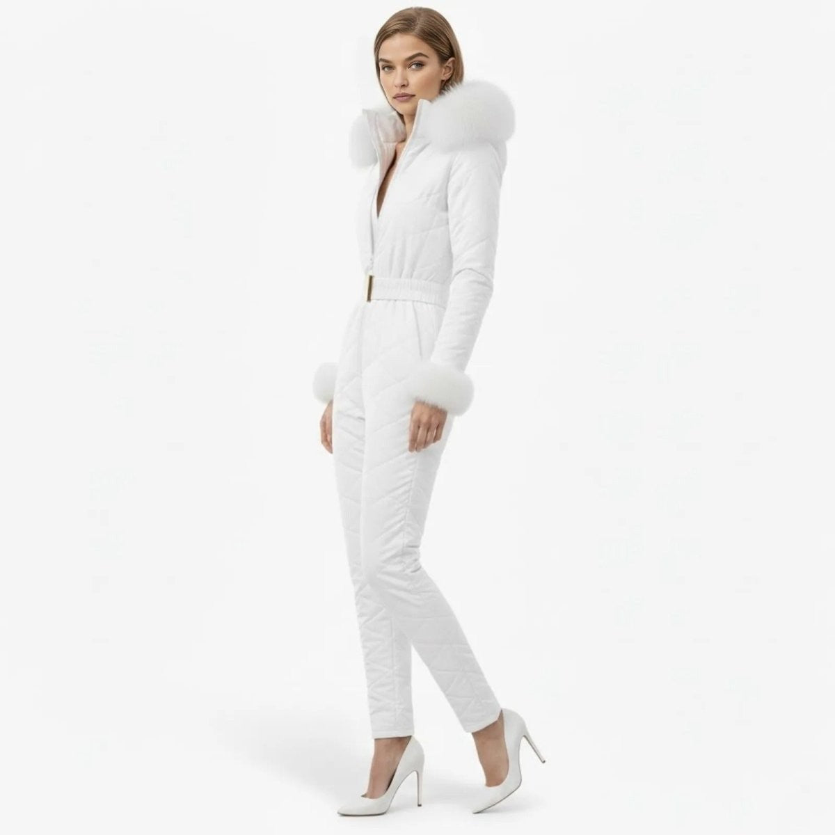 Zsofia | Quilted Faux Fur Trim Ski Suit photo