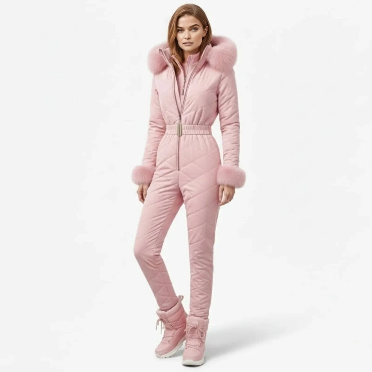 Zsofia | Quilted Faux Fur Trim Ski Suit photo