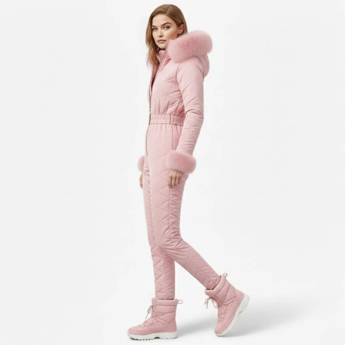 Zsofia | Quilted Faux Fur Trim Ski Suit photo